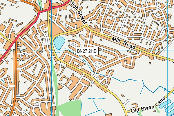 BN27 2HD map - OS VectorMap District (Ordnance Survey)