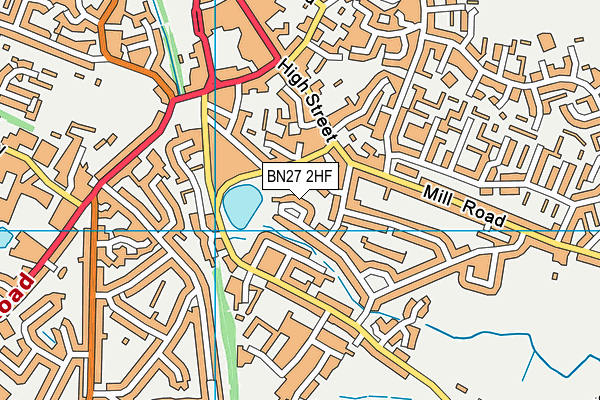 BN27 2HF map - OS VectorMap District (Ordnance Survey)
