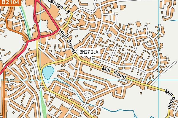 BN27 2JA map - OS VectorMap District (Ordnance Survey)