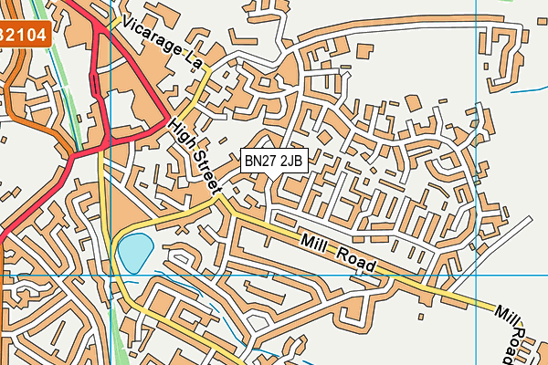 BN27 2JB map - OS VectorMap District (Ordnance Survey)