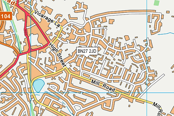 BN27 2JD map - OS VectorMap District (Ordnance Survey)