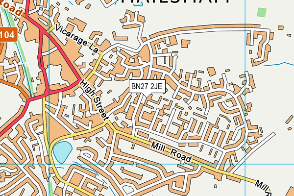BN27 2JE map - OS VectorMap District (Ordnance Survey)