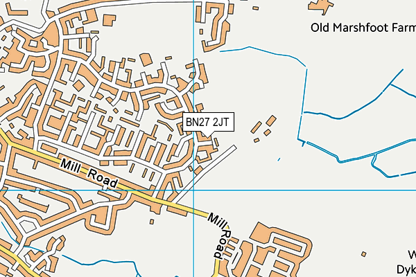 BN27 2JT map - OS VectorMap District (Ordnance Survey)