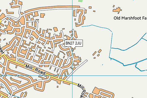 BN27 2JU map - OS VectorMap District (Ordnance Survey)