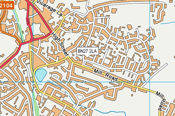 BN27 2LA map - OS VectorMap District (Ordnance Survey)