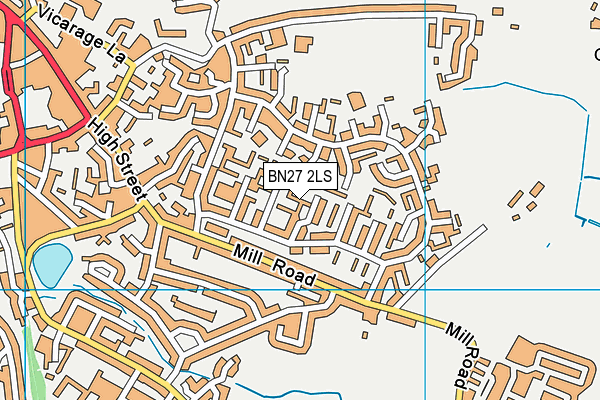 BN27 2LS map - OS VectorMap District (Ordnance Survey)