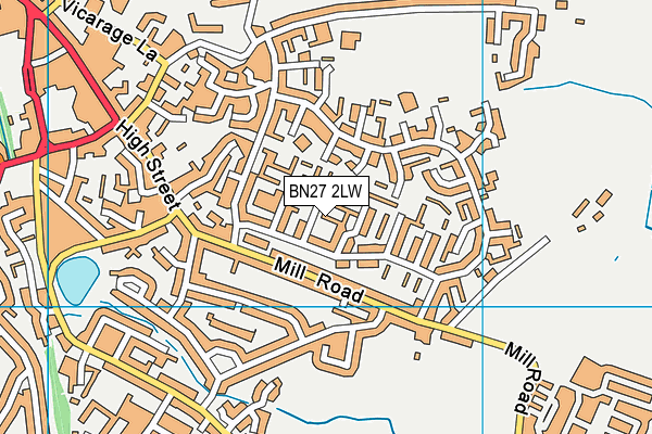 BN27 2LW map - OS VectorMap District (Ordnance Survey)