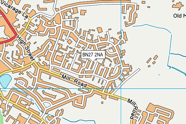 BN27 2NA map - OS VectorMap District (Ordnance Survey)