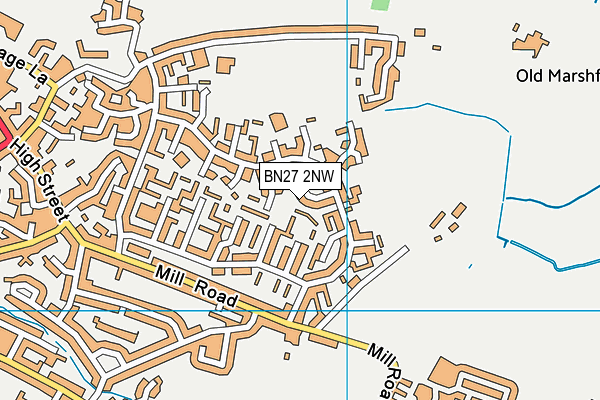 BN27 2NW map - OS VectorMap District (Ordnance Survey)