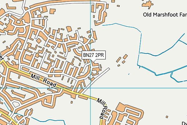 BN27 2PR map - OS VectorMap District (Ordnance Survey)