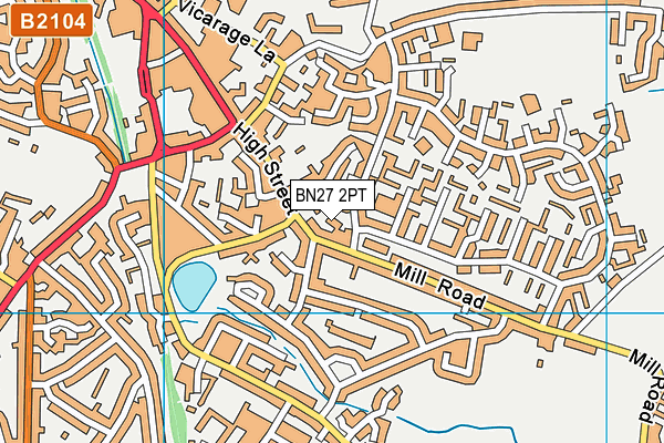 BN27 2PT map - OS VectorMap District (Ordnance Survey)