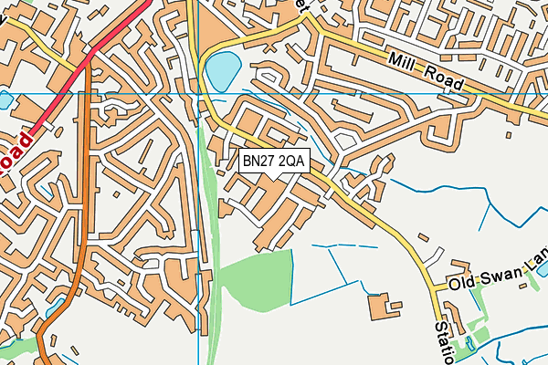 BN27 2QA map - OS VectorMap District (Ordnance Survey)
