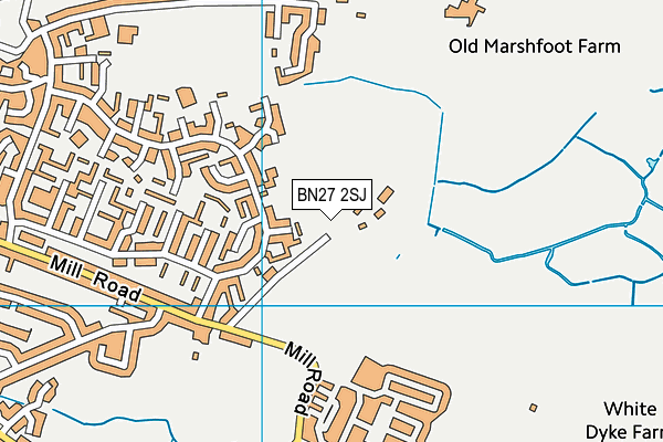BN27 2SJ map - OS VectorMap District (Ordnance Survey)