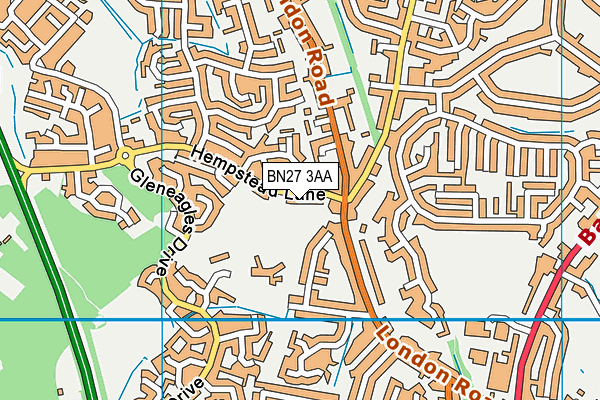 BN27 3AA map - OS VectorMap District (Ordnance Survey)