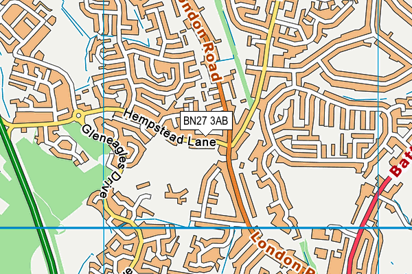 BN27 3AB map - OS VectorMap District (Ordnance Survey)