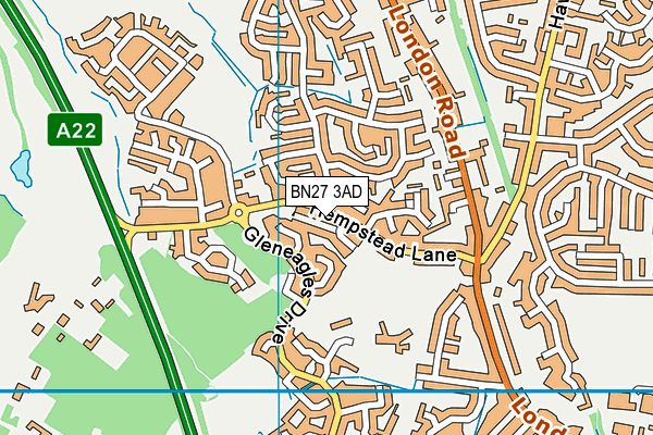 BN27 3AD map - OS VectorMap District (Ordnance Survey)