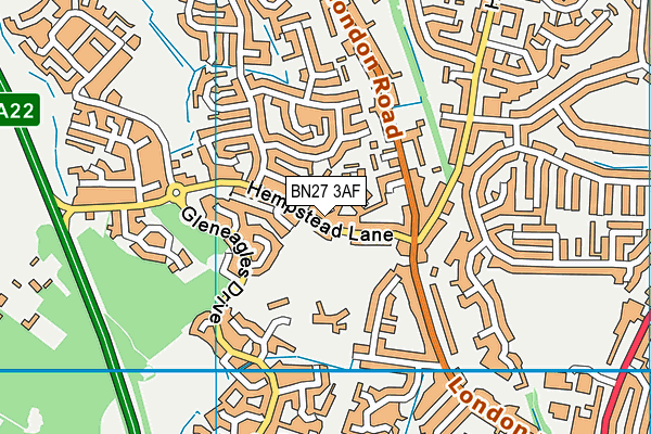 BN27 3AF map - OS VectorMap District (Ordnance Survey)