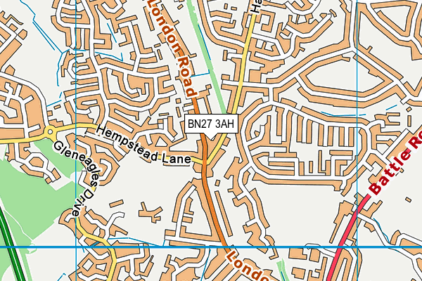 BN27 3AH map - OS VectorMap District (Ordnance Survey)