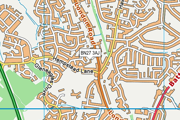 BN27 3AJ map - OS VectorMap District (Ordnance Survey)