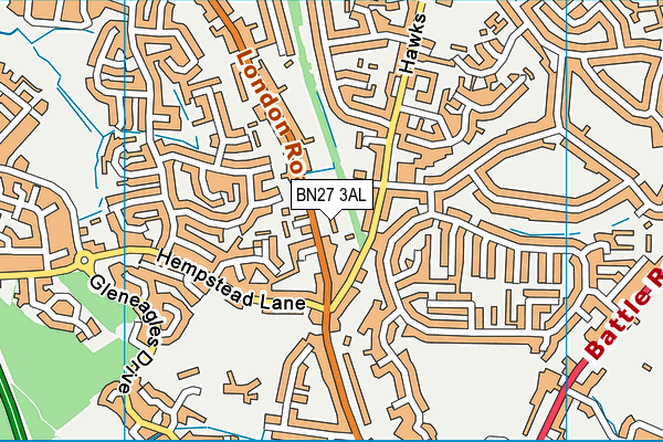 BN27 3AL map - OS VectorMap District (Ordnance Survey)