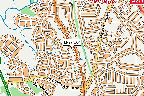 BN27 3AP map - OS VectorMap District (Ordnance Survey)