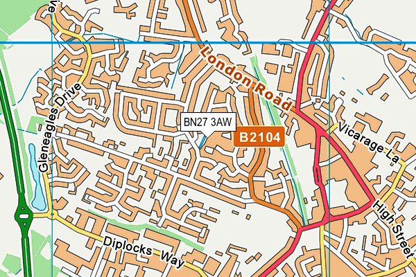 BN27 3AW map - OS VectorMap District (Ordnance Survey)