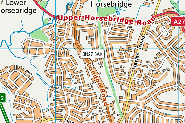 BN27 3AX map - OS VectorMap District (Ordnance Survey)