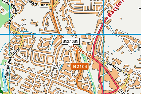BN27 3BN map - OS VectorMap District (Ordnance Survey)