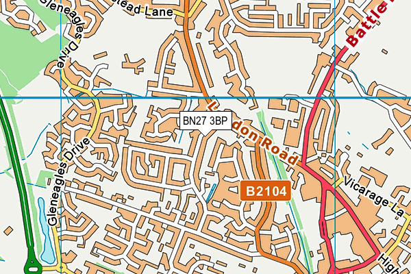 BN27 3BP map - OS VectorMap District (Ordnance Survey)