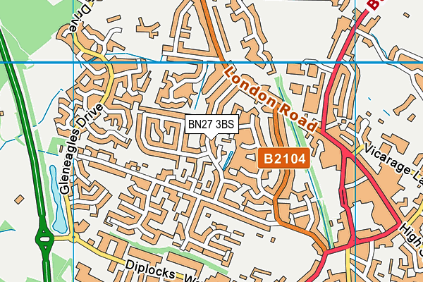 BN27 3BS map - OS VectorMap District (Ordnance Survey)