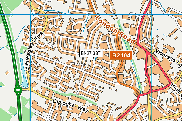 BN27 3BT map - OS VectorMap District (Ordnance Survey)