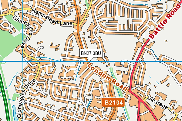 BN27 3BU map - OS VectorMap District (Ordnance Survey)