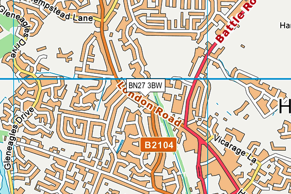 BN27 3BW map - OS VectorMap District (Ordnance Survey)