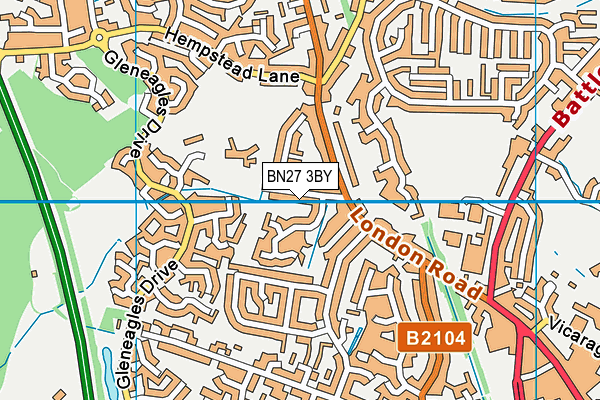 BN27 3BY map - OS VectorMap District (Ordnance Survey)