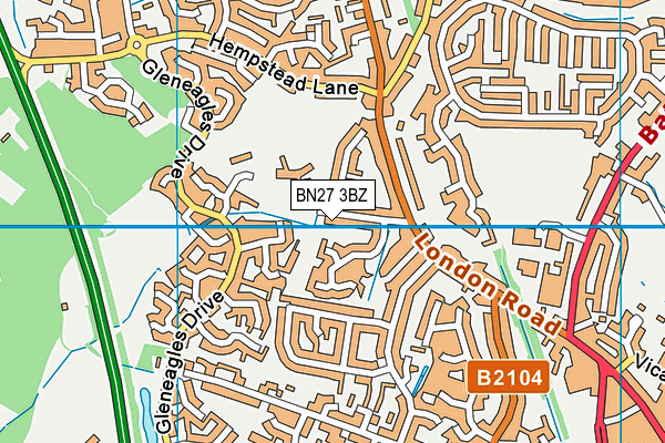BN27 3BZ map - OS VectorMap District (Ordnance Survey)