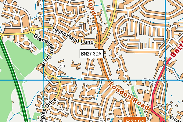 BN27 3DA map - OS VectorMap District (Ordnance Survey)
