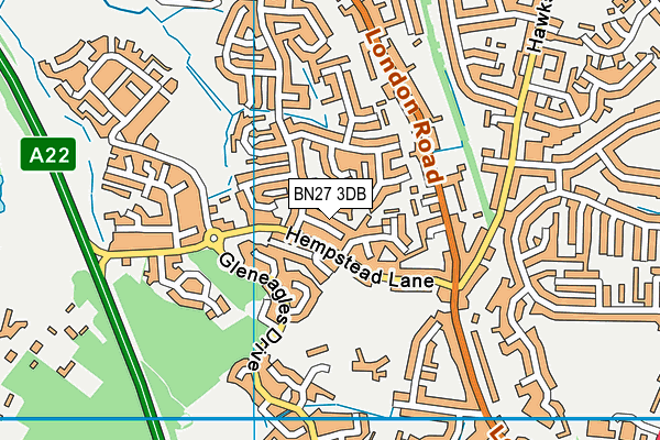 BN27 3DB map - OS VectorMap District (Ordnance Survey)