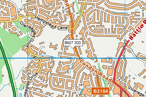 BN27 3DD map - OS VectorMap District (Ordnance Survey)