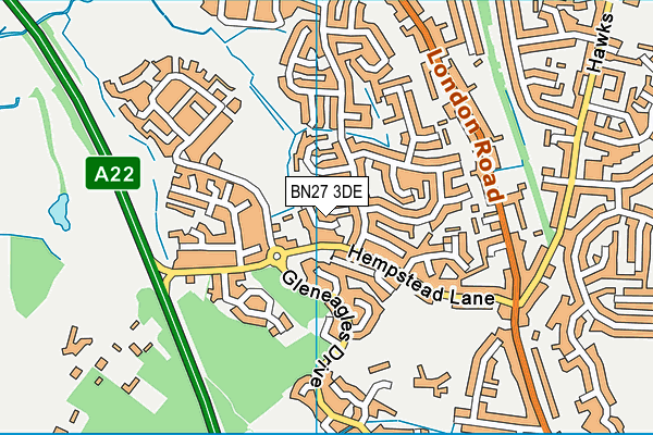 BN27 3DE map - OS VectorMap District (Ordnance Survey)
