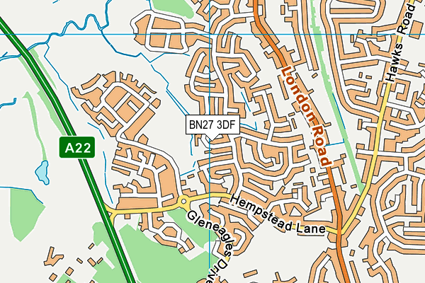 BN27 3DF map - OS VectorMap District (Ordnance Survey)