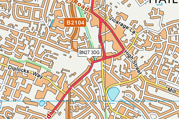 BN27 3DG map - OS VectorMap District (Ordnance Survey)