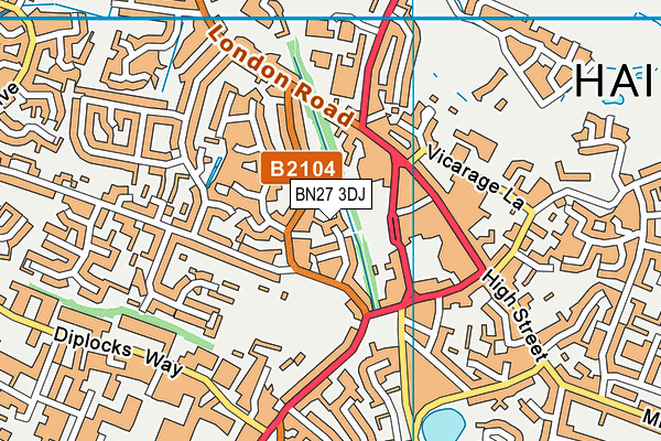 BN27 3DJ map - OS VectorMap District (Ordnance Survey)