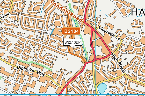 BN27 3DP map - OS VectorMap District (Ordnance Survey)