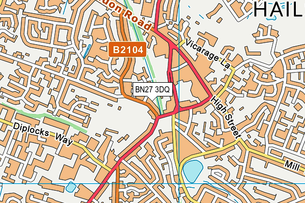 BN27 3DQ map - OS VectorMap District (Ordnance Survey)