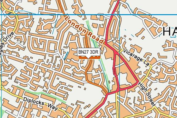 BN27 3DR map - OS VectorMap District (Ordnance Survey)