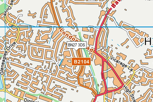 BN27 3DS map - OS VectorMap District (Ordnance Survey)