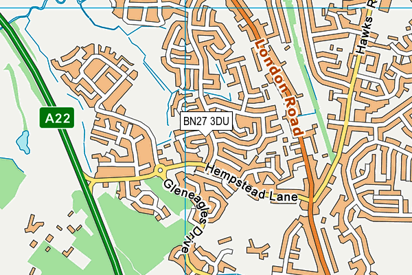BN27 3DU map - OS VectorMap District (Ordnance Survey)