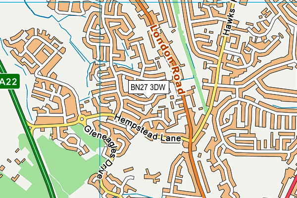 BN27 3DW map - OS VectorMap District (Ordnance Survey)