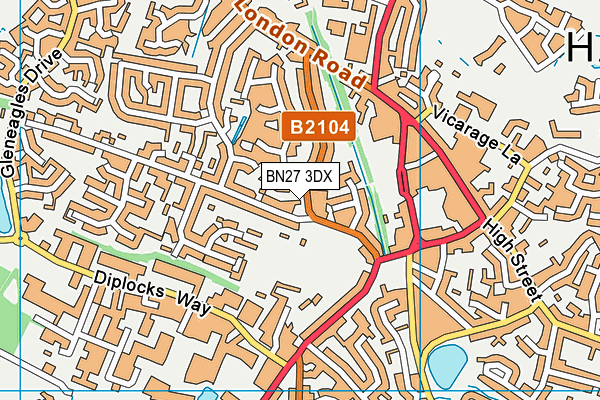 BN27 3DX map - OS VectorMap District (Ordnance Survey)