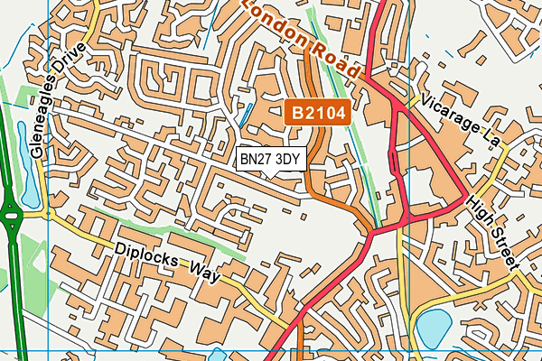 BN27 3DY map - OS VectorMap District (Ordnance Survey)